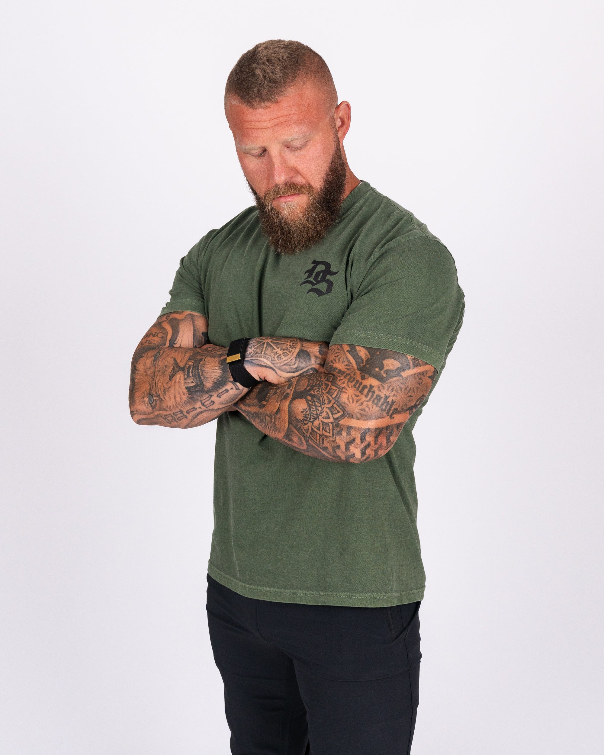 Daru Strong Washed Cotton SS Tee – Military Green