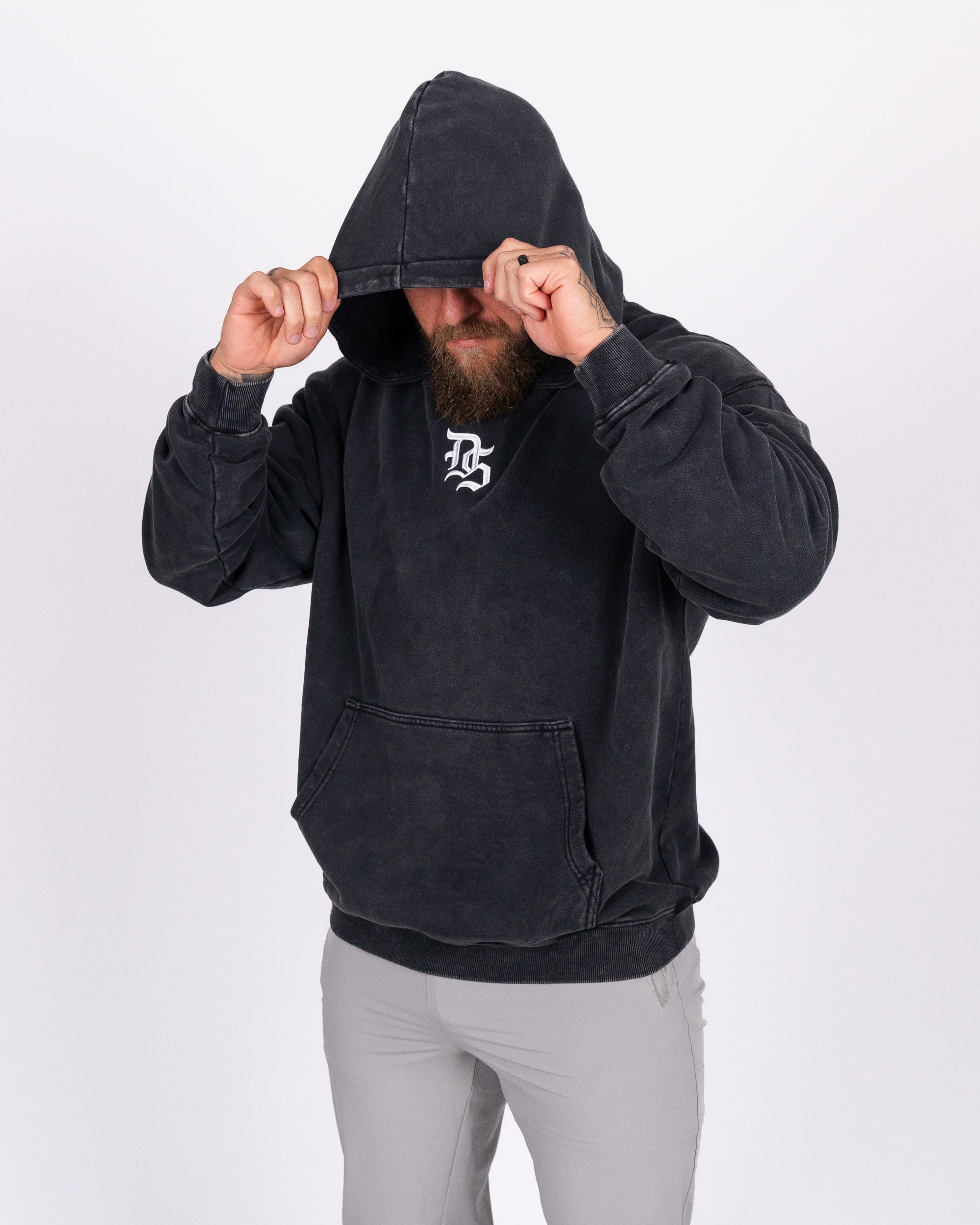 Daru Strong Premium Washed Hoodie – Black